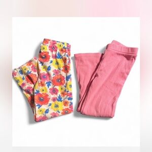 Girls size 5 floral leggings & pink flared leggings bundle